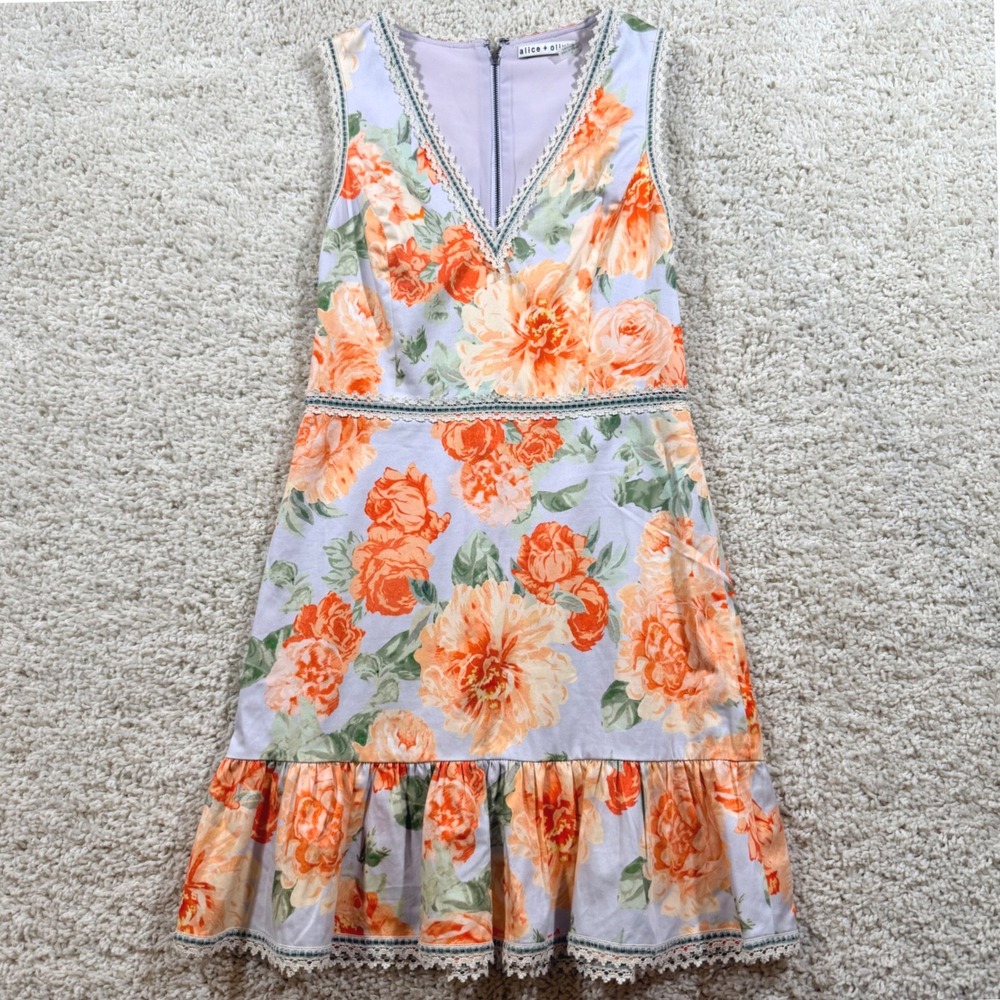 Alice + Olivia Kieran‎ Posy Garden Floral Sleeveless Mini Dress 6 Cottagecore